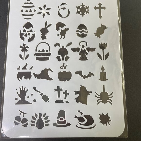Reusable Art Planner Stencil Holiday Christmas Easter Halloween Thanksgiving Mix - Picture 3 of 3
